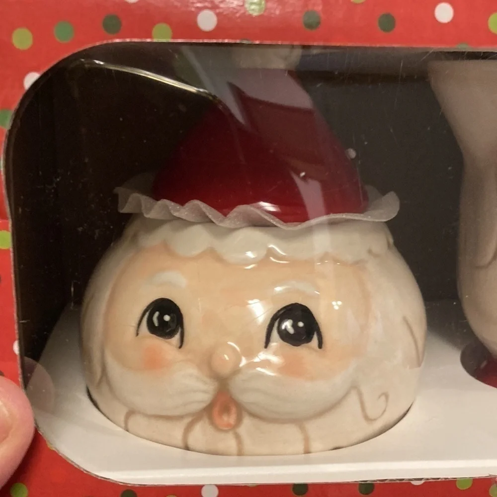 NIB JOHANNA PARKER CHRISTMAS SANTA SUGAR AND CREAMER SET Ceramic